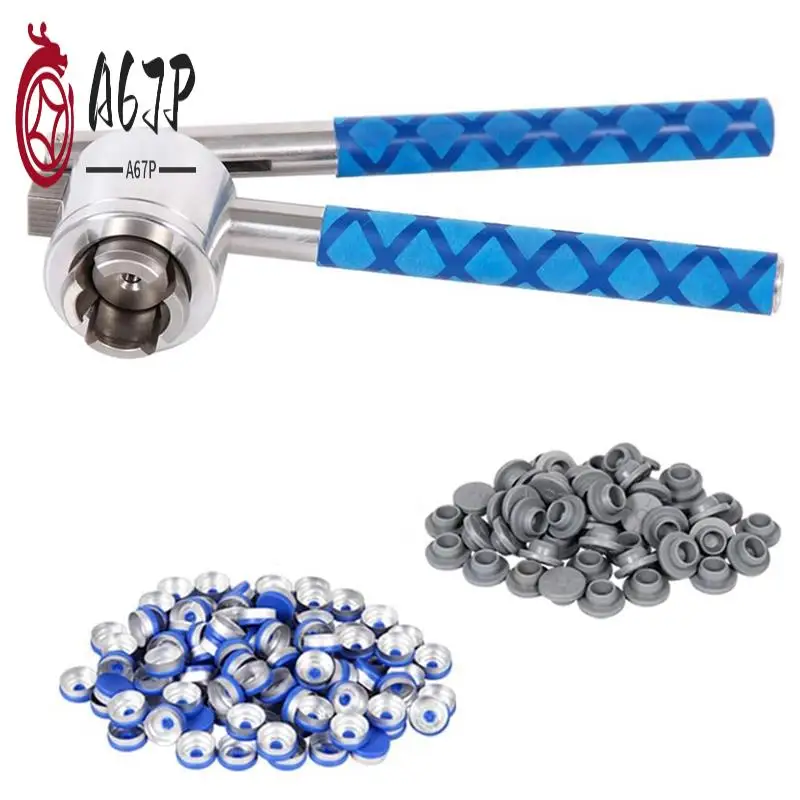 A67P-Flip Vial Crimper, 100 Pcs Flip Caps And 100 Pcs Rubber Stoppers Are Included