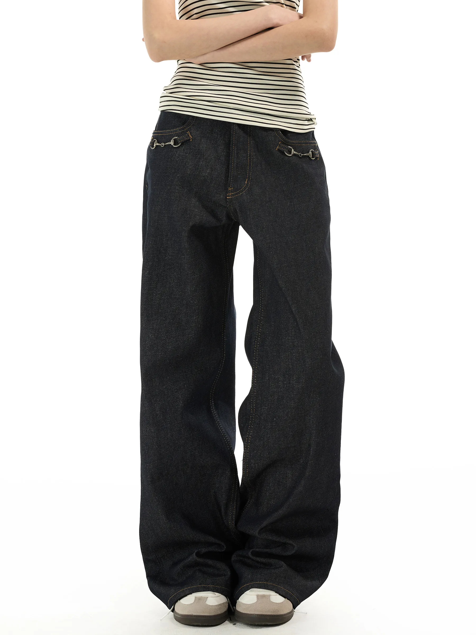 

Cleanfit Original Jeans Micro Flared Straight Leg Loose Wide Leg Pants Unisex High Street Retro Design Jeans Casual Denim