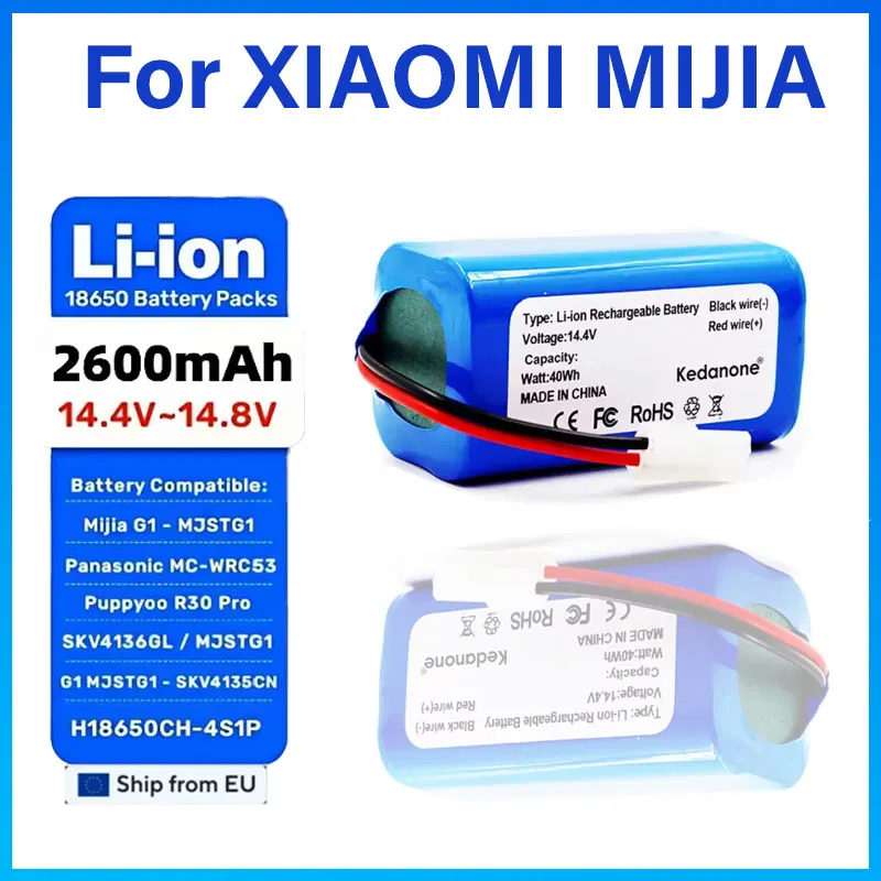 Batterie 18650 di alta qualità, 14,4 V, 2600 mAh, batteria agli ioni di litio per aspirapolvere robot XIAOMI MIJIA MI, modello Essential MJSTG1.