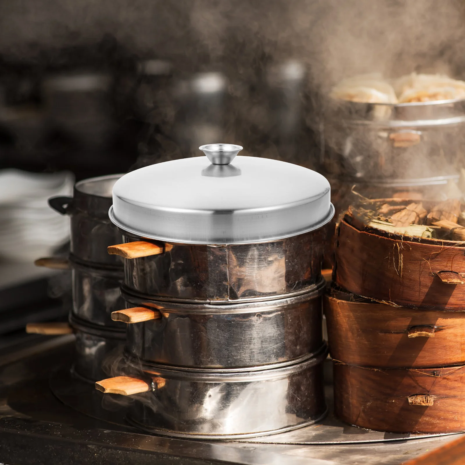 

Stainless Steel Steak Cover Food Protective Cover Handle Easy Use Home Hotel Restaurant Steamer Lid Stainless Steel Lid