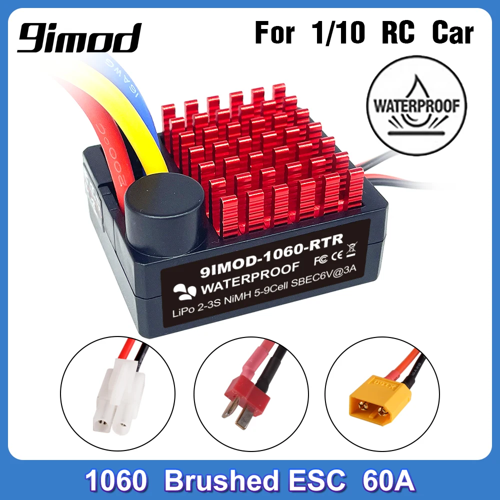 9IMOD 1060 RTR 60A ESC Regolatore elettronico di velocità spazzolato 2-3S Impermeabile per 1/10
