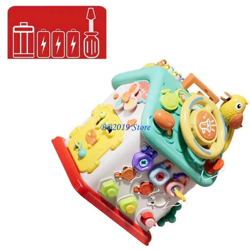 Q0KB Portable Educational Toy 6 Sided Busy House Easy Assembly Multiple Games Home Travel Use Toddlers