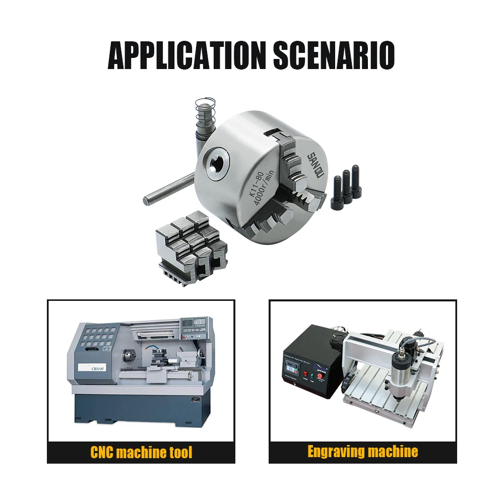 K11- 80/100/125/160/200/250 ظرف ذاتي التمركز 3 فكوك صلب لمخرطة CNC #6