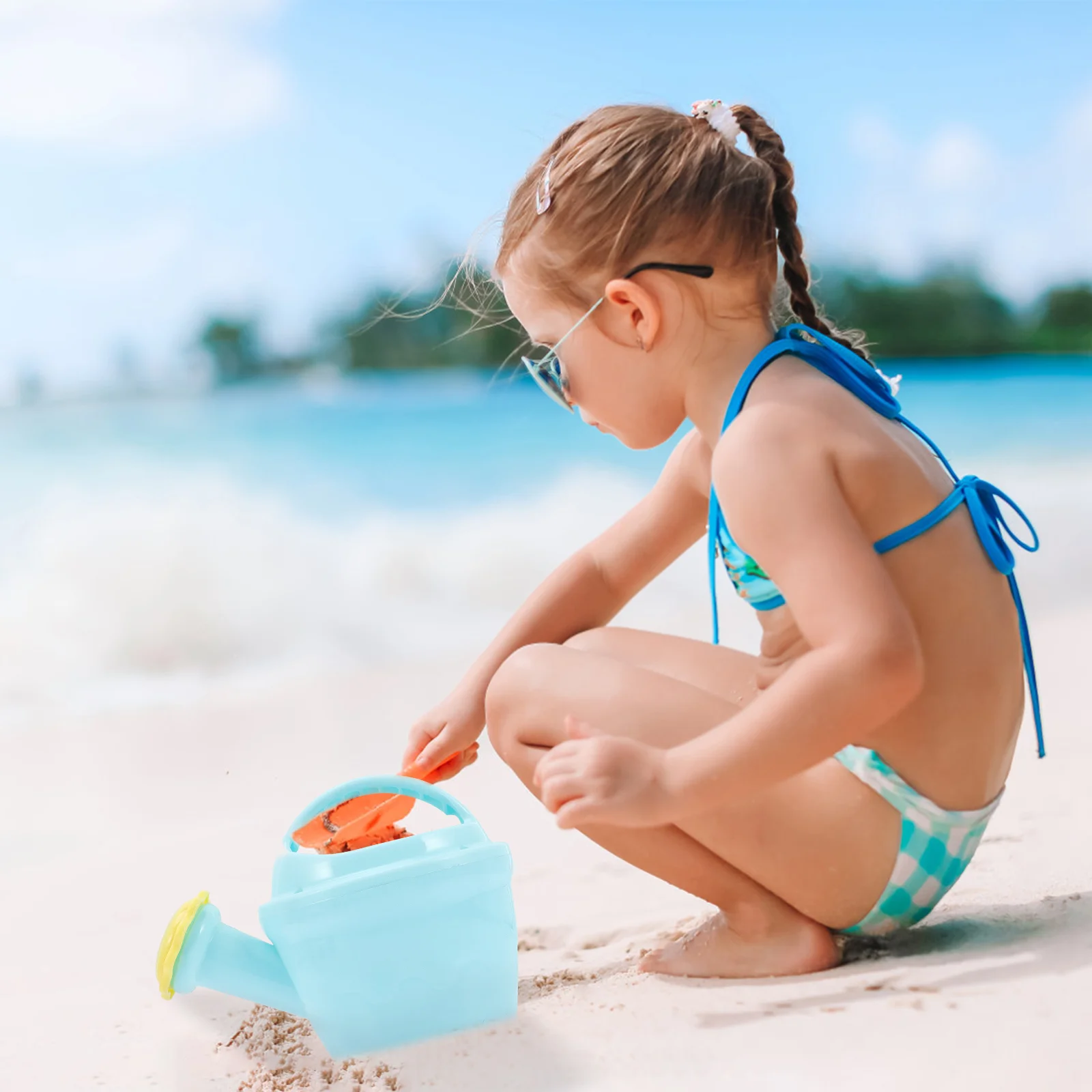 2-teiliges Kleinkindspielzeug für Mädchen, Gießkanne, kleine Krug, Sand, himmelblau, Kind