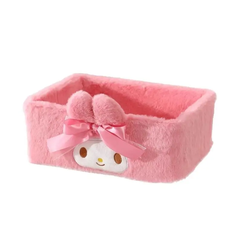 Caja de almacenamiento Sanrio de forma cuadrada My Melody Kawaii Anime moda dormitorio estudiante cesta de almacenamiento de felpa cesta de ropa sucia