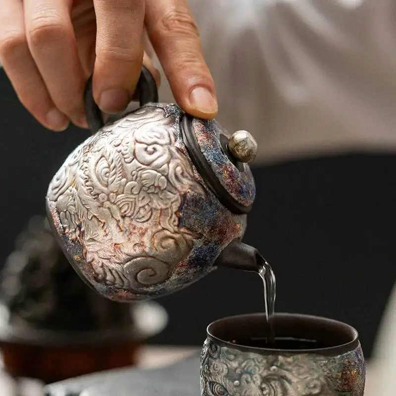 Manshan Xingshi Silver Plated Teapot Home Use High End Brewing Pot Chinese Kung Fu Tea Set Elders Gift For Leaders