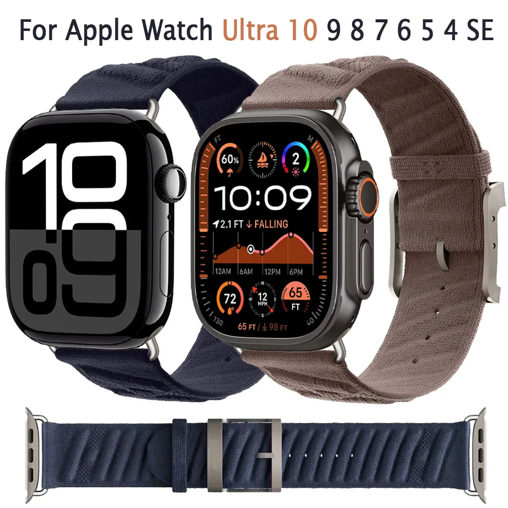 

Нейлоновый ремешок с океанской оплеткой для Apple Watch Ultra 10 9 8 7 6 SE, удобный браслет iWatch 49 мм 46/42/45/41/44/40 мм, аксессуары
