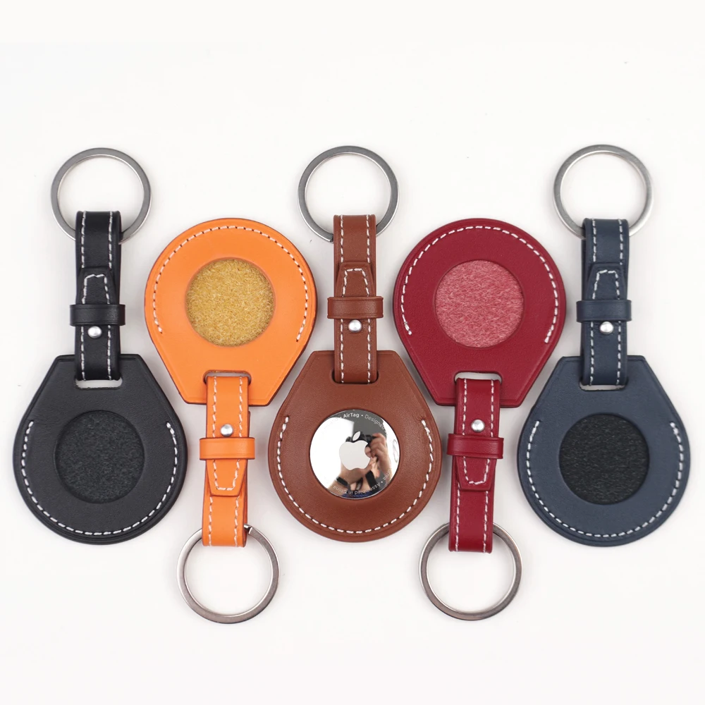 For Apple Air Tag Case Genuine Leather Case For Airtag Keychain Accessories Airtags Holder Luxury Authentic Leather