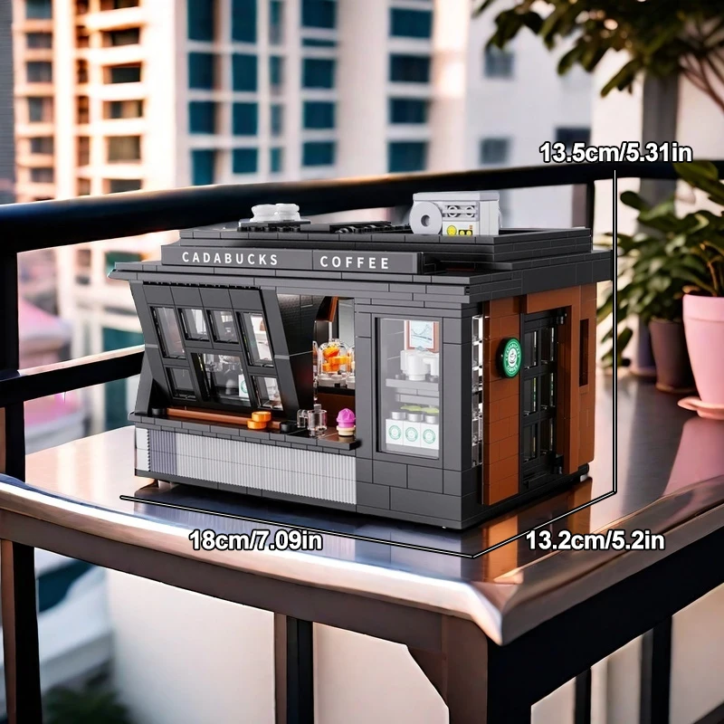 768 ELEMENTÓW Kreatywne Modułowe Budynki Uliczne LED Kawiarnia Sklep Model Klocki DIY Zabawki dla Dzieci Zestaw Prezentowy na Urodziny
