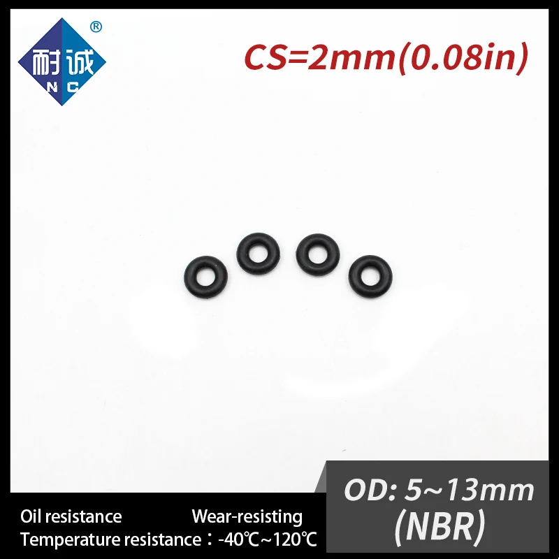 50 sztuk/partia gumy CS2mm czarny NBR uszczelniający O-Ring OD5/5.5/6/6.5/7/8/8.5/9/10/10.5/11/11.5/12/13*2mm O-Ring uszczelki pierścienie