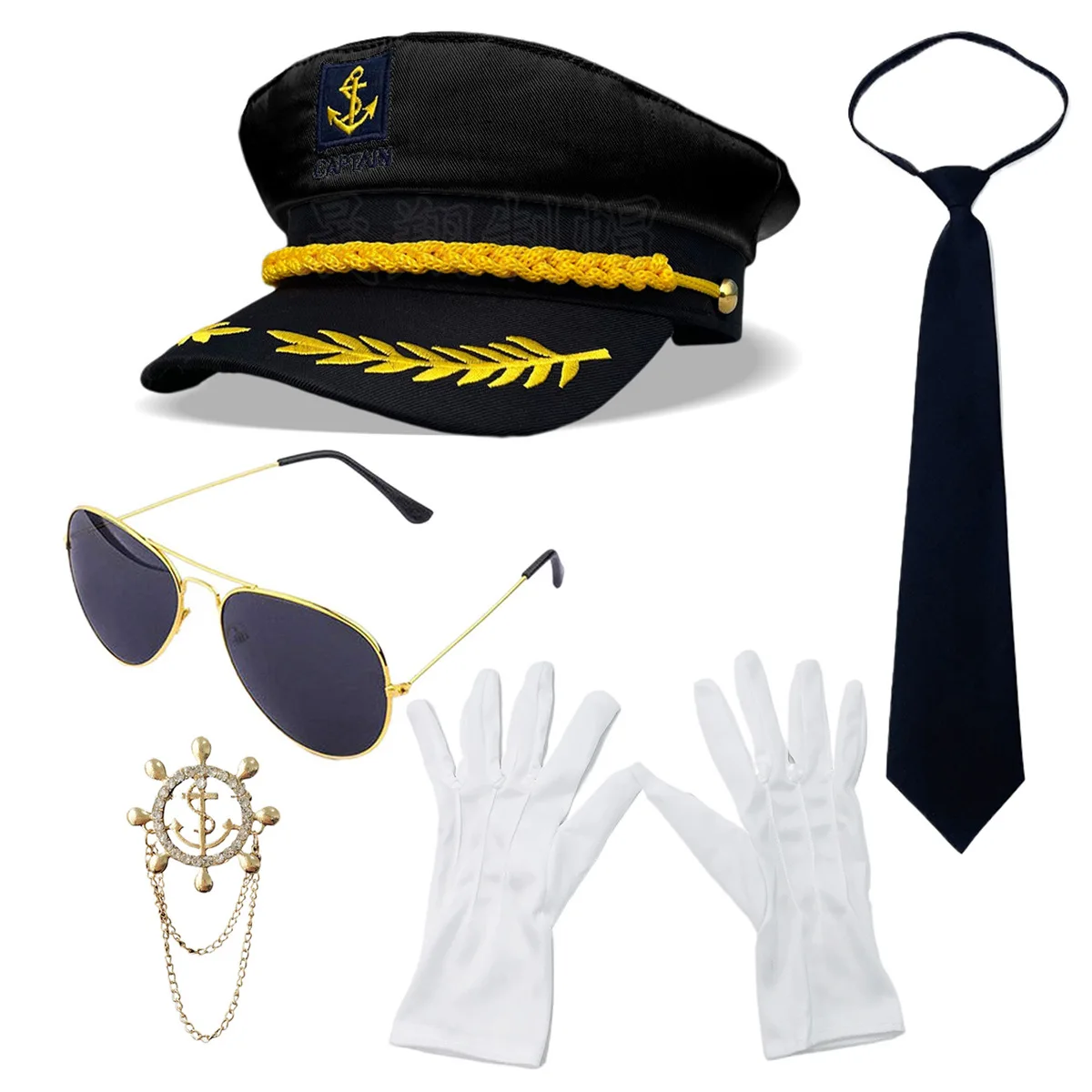 Festival Party Cosplay Marine-Kapitän Verkleidungs-Kostüm Zubehör Matrosen-Rollenspiel Hut-Set – Detail 21