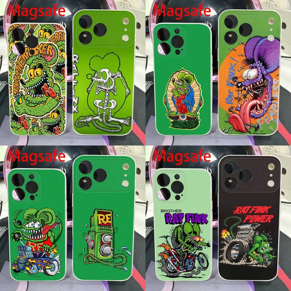 

Rat F-Fink Art Design Phone Case For iPhone 14,16,15,11,13,17,12,Air,Mini,Plus,E,Pro,Max Magnetic Magsafe Frosted Cover
