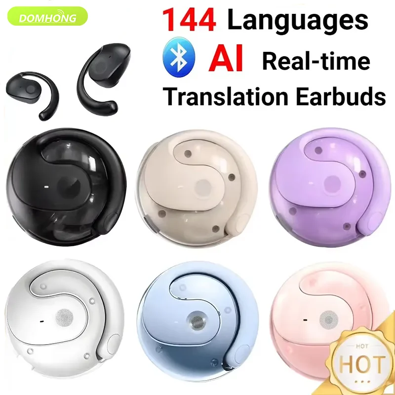 AI Real-Time Language Translator Earbuds 144 Languages Wireless Bluetooth Headphones Voice Translation for Travel & Business