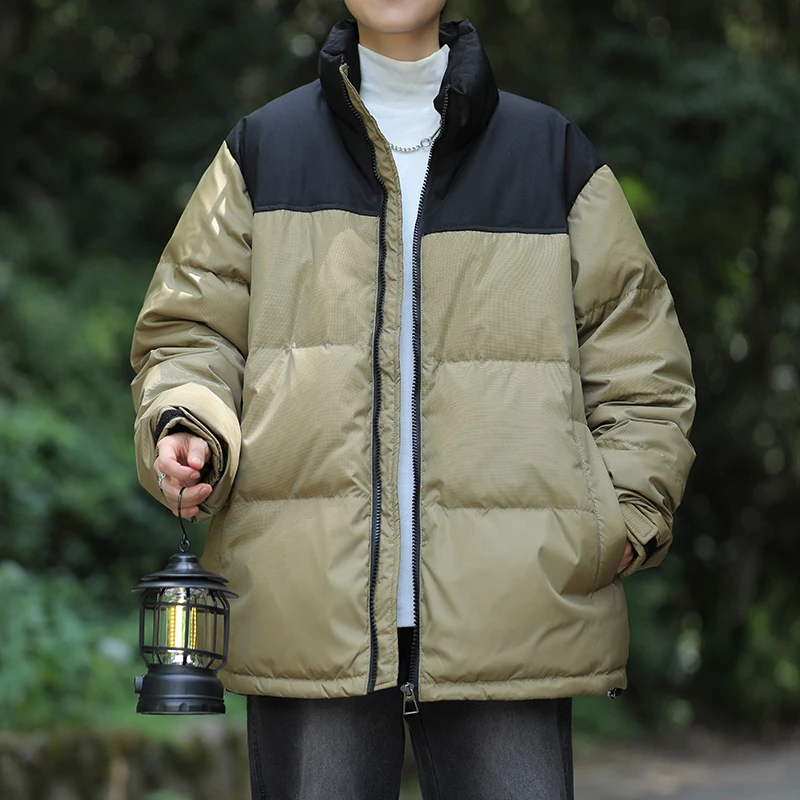 

Winter Trend Hiking Down Jacket Windproof Stand Collar Zipper Male Outerwear Fashion Comfort Parkas Coats Outdoor High Quality