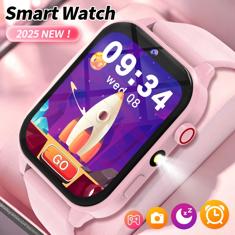 LIGE Children Smart Watch Alarm Clock LED Flashlight Waterproof Kid Watches HD Camera Take Photo Puzzle Game Smartwatch Girl Boy
