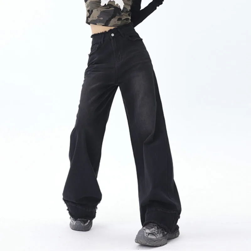 

y2k Streetwear Straight Leg Jeans Women's Aesthetic High Quality Mom Pants Autumn Baggy Denim Trousers