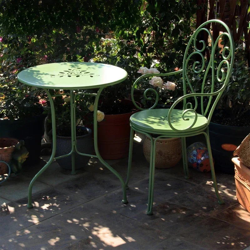 

Garden Table Iron Hollowed Out Backrest Chair Courtyard Leisure Terrace Table Outdoor Balcony Table And Chair Set