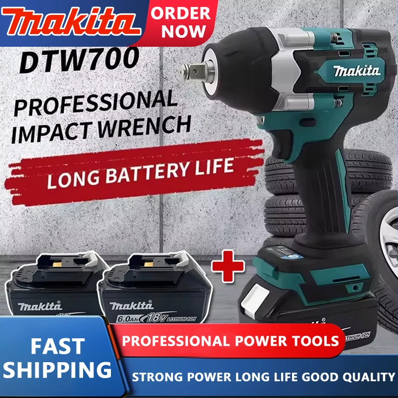 Makita DTW700 Brushless Electric Wrench High Torque 18V Cordless Drill Screwdriver Rechargeable Electric Tools Torque Wrench