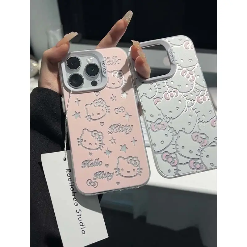 Sanrio Hello Kitty Phone Case Cool Full Screen KT For IPhone 15 14 13 Pro Max 11 12 13 Pro XR XS MAX Y2K Lovely Anti Fall Cover