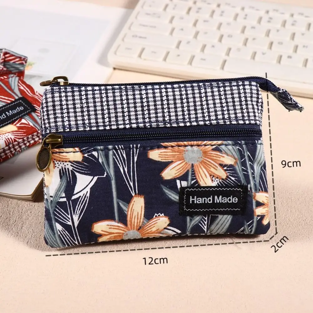 Monedero de tela estampada a la moda, bolso de estilo étnico con doble cremallera, monedero para mujeres y niñas