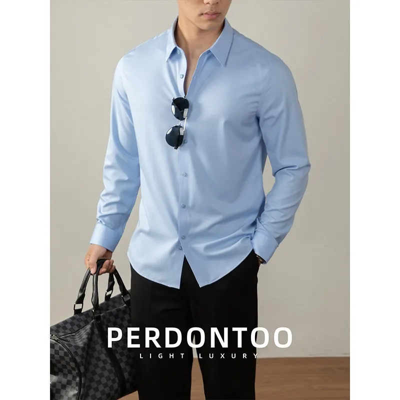 Men's Casual Tailored Stretch Shirt Anti-Wrinkle Long Sleeve Button up Classic Fit Daily Wear Comfortable Non-Iron Treatment