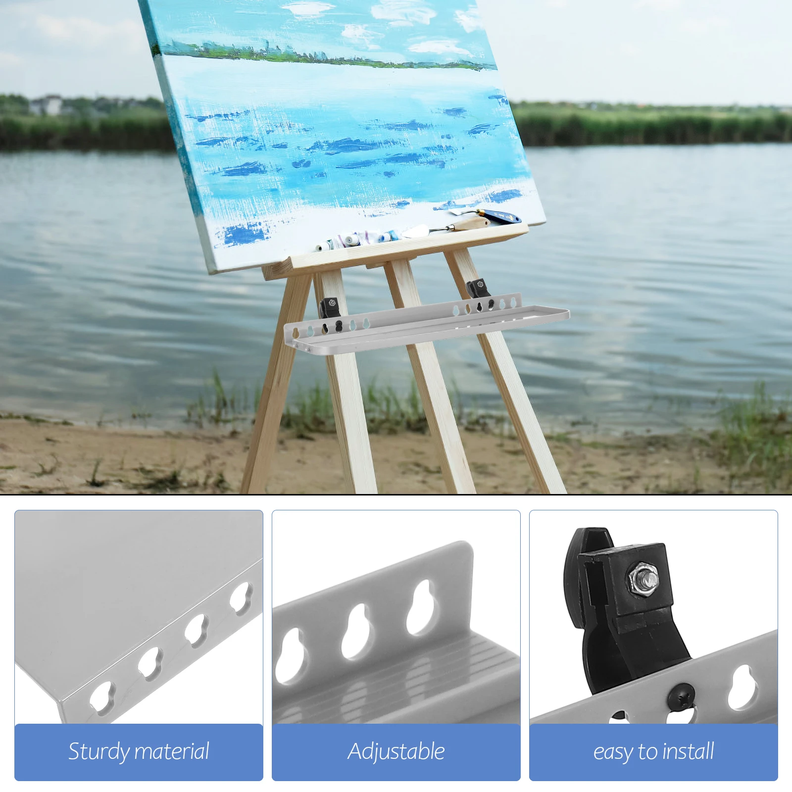 1 Set Detachable Paint Tray For Easel Lightweight Storage Solution Portable Painting Organizer Tool Holder Rectangular Desktop