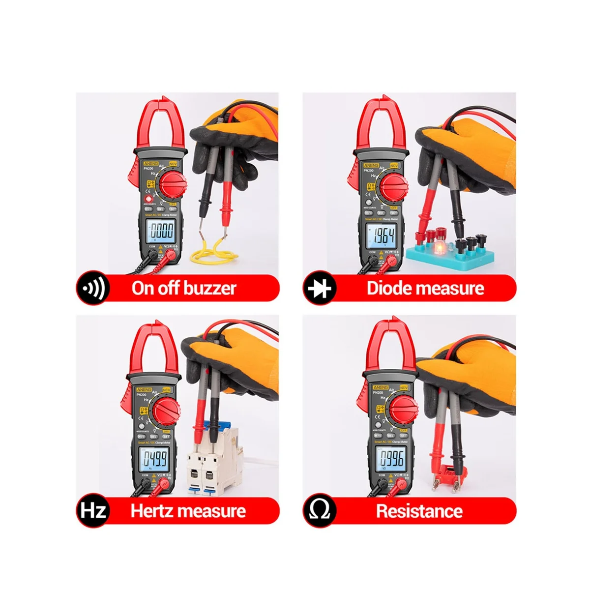 ANENG PN200 Digital Clamp Meter DC/AC 600A Current 4000 Counts Multimeter Ammeter Voltage Tester Car Hz Capacitance NCV Ohm Test