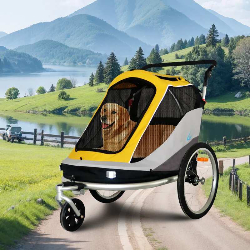 Large Pet Cart Easy Folding Cart Bicycle Dog Trailer Holder Pet Cart Bicycle Wagon with Universal Bicycle Coupler