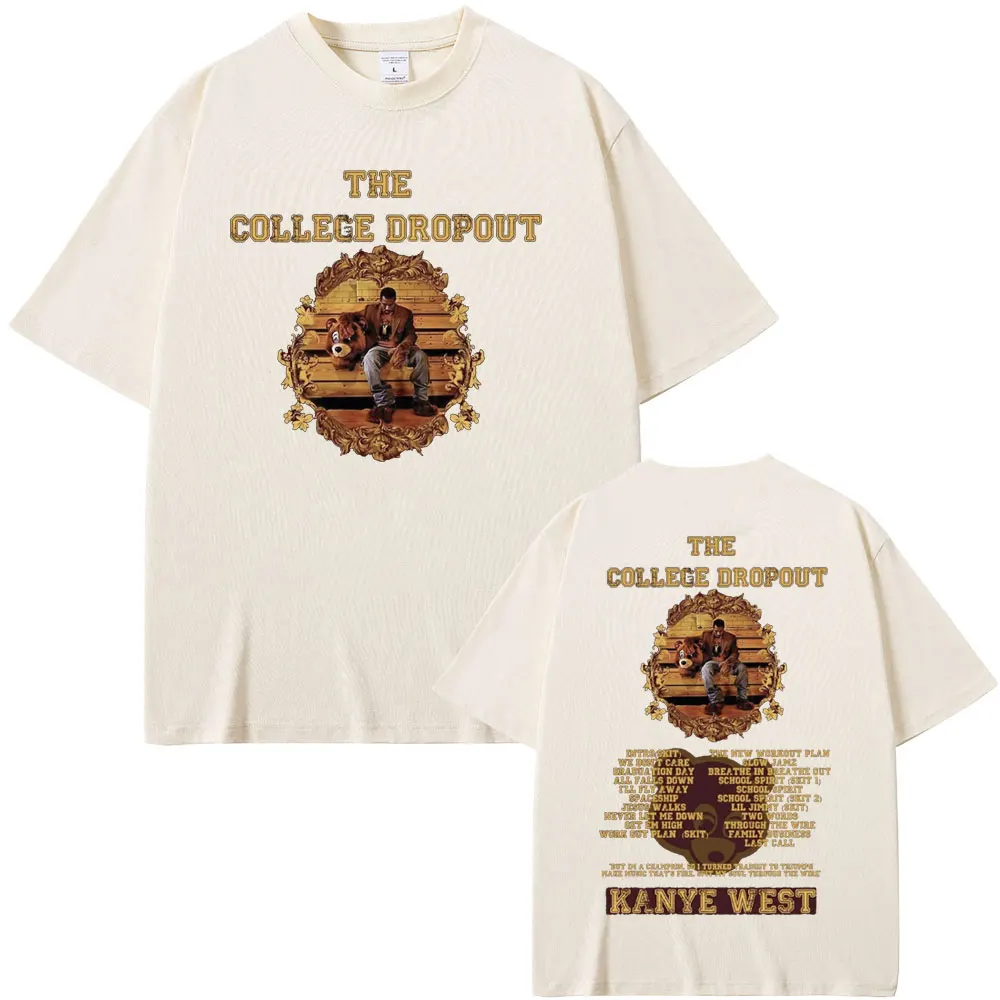 Rapper Kanye West The College Dropout Album Music Graphics T-shirt Men's Hip Hop Vintage Tshirt Male Fashion Oversized T Shirts