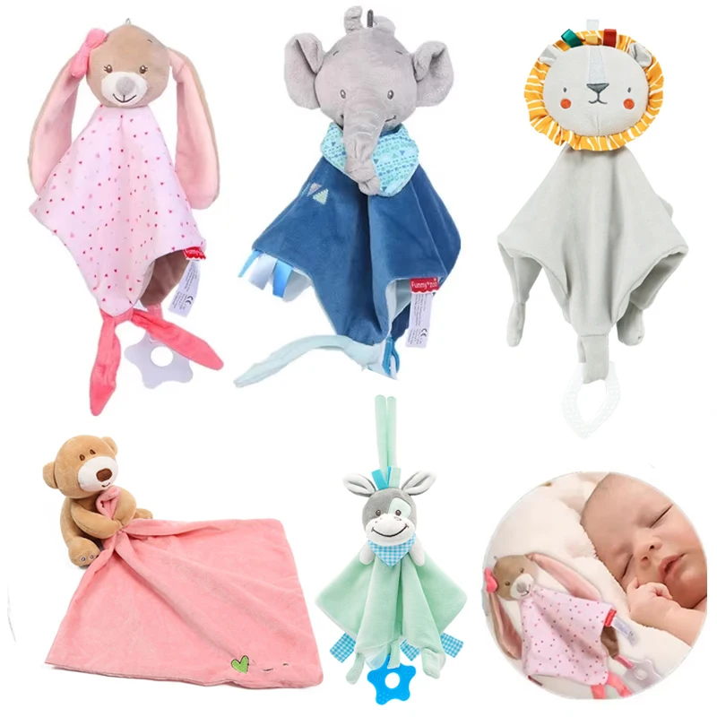 Jouets pour bébé de 0 à 12 mois, serviette douce pour apaiser, animaux en peluche, jouet de couette, lapin, jouets de couchage pour bébés