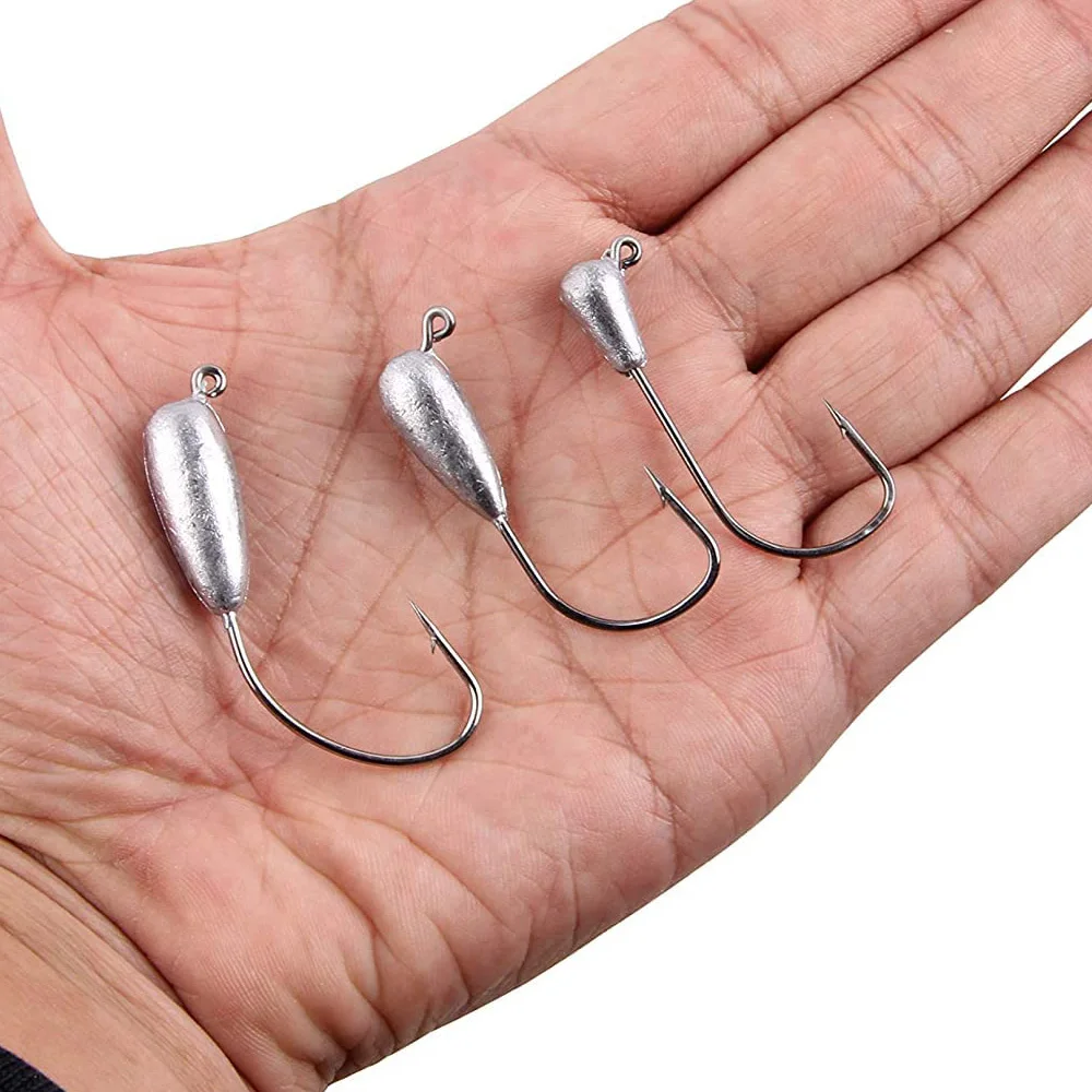 

30 шт./15 шт., крючки с джиг-головкой для рыболовной трубки, утяжеленные крючки для плавания в морской воде, джиг-крючки с каплей воды, неокрашенные трубчатые приманки для окуня