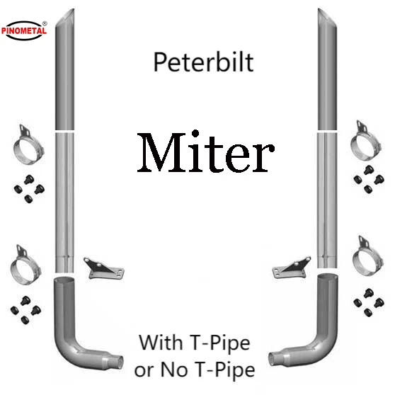 Heavy Duty Truck Chrome 6 Inch 7 Inch 8 Inch Miter Top Exhaust Stack Kits For Peterbilt 359 379 389