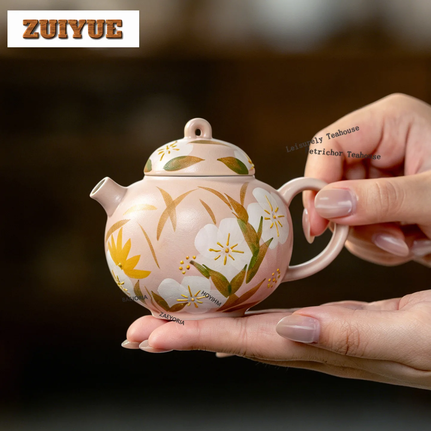 HOYIHM 160ml Hand-painted Floral Teapot Japanese Tea Infuser Pot Tea Brewing Kettle With Strainer Tea Items Accessories Craft