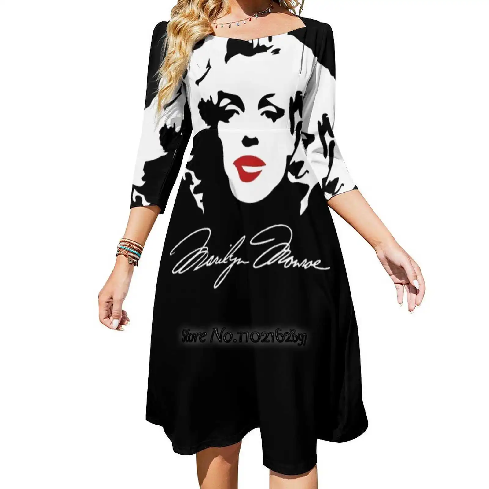 Queen Loose V-Neck Skirt Sexy Short Sleeve Skirt Loose A-Line Dress Light And Breathable Dress Marilyn Monroe Sexy Marilyn