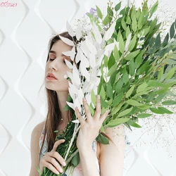 Artificial Willow Bouquet Silk Fake Leaves Faux Foliage Jungle Wedding Backdrop Decor Faux Foliage Vine Party Home Decor Plant