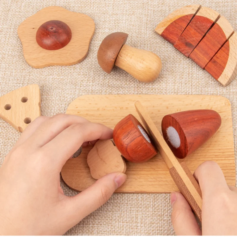 Natural Wood Children's Fruits Vegetables Preschool Toys Kitchenware Simulation Play House Cognitive Wooden Model Toy Christmas