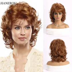 Short Pixie Cut Dark Brown Synthetic Wigs Natural Curly Layered Wig with Fluffy Bangs for Women Daily Heat Resistant Hair