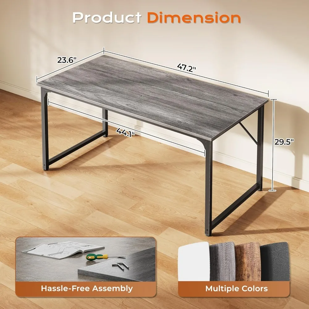 Escritorio grande para juegos y oficina de 48 x 24 pulgadas con superficie espaciosa para uso en el hogar, el estudio y el dormitorio