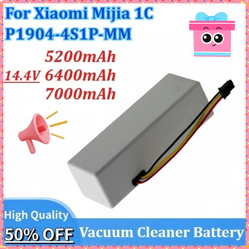 

14.4V 5200/6400/7000mAh Replacement Lithium Battery for Xiaomi Mijia 1C P1904-4S1P-MM Robot Vacuum Mop Cleaner Accessories Parts