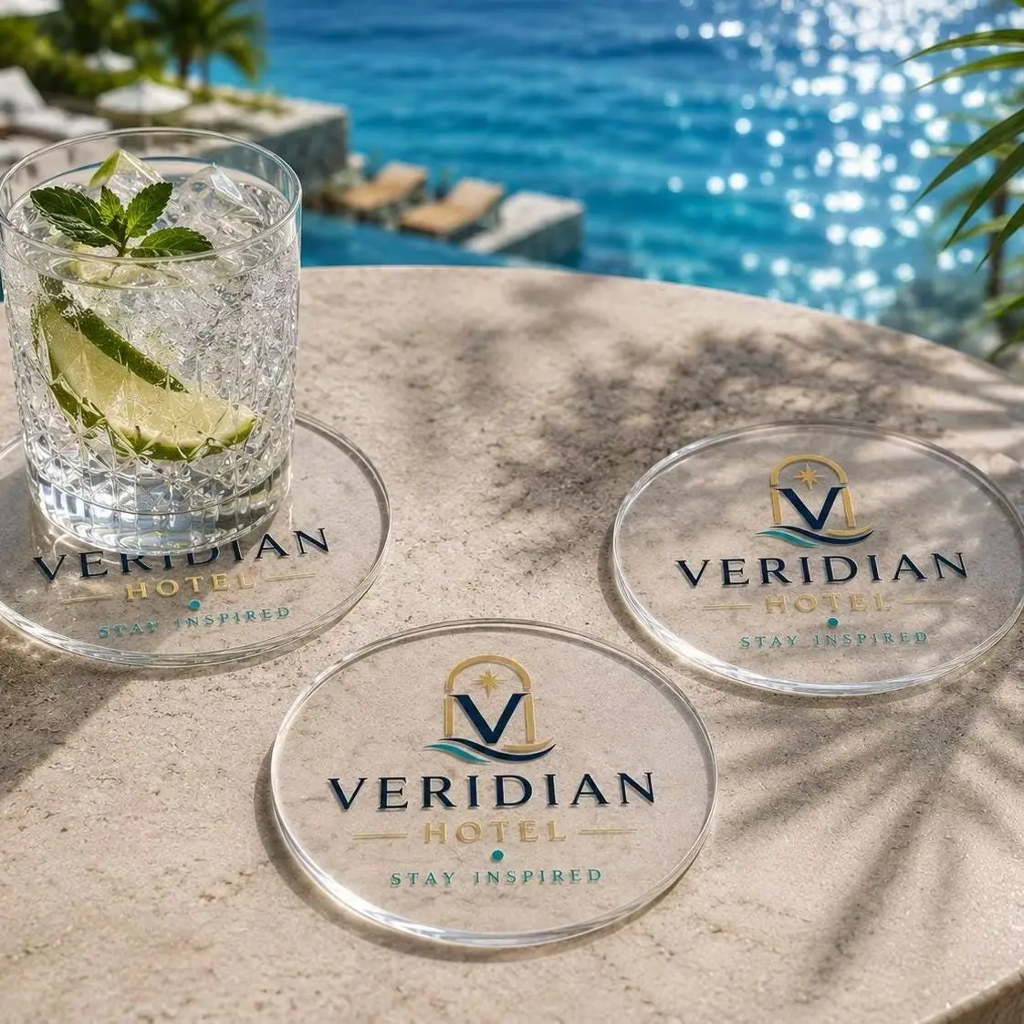Custom logo Coasters, Personalized Logo Coasters, Coffee Table Drink Coasters, Office Supplies, Wedding & Birthday Keepsake Gif