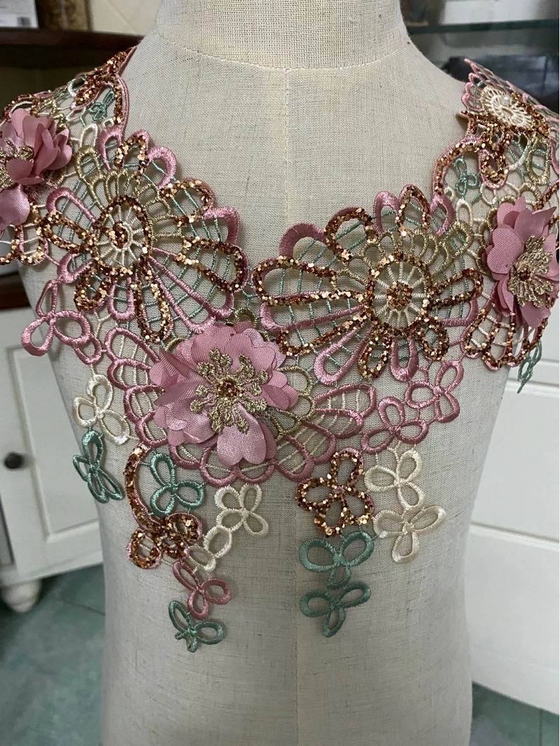 

5 шт., женская ткань, цветок, Венеция, кружево, аппликация, искусственный вырез, воротник, накладная блузка, аксессуары для одежды, скрапбукинг, новинка