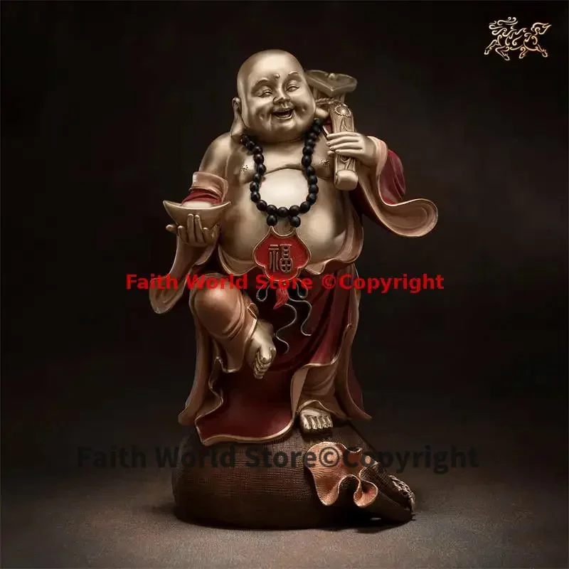 Europe America high grade Maitreya Wealth God Buddha statue family Protect bring money good luck Art Handmade COPPER Sculpture