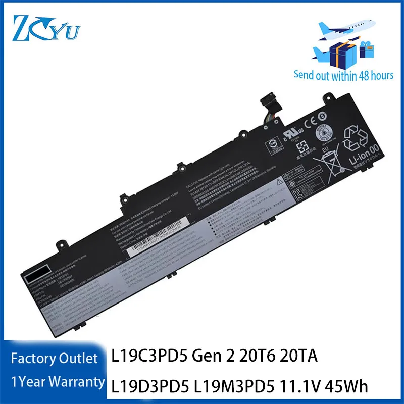 L19C3PD5 Laptop Battery for Lenovo ThinkPad E14 Gen 2 20T6 20TA L19D3PD5 L19M3PD5 11.1V 45Wh
