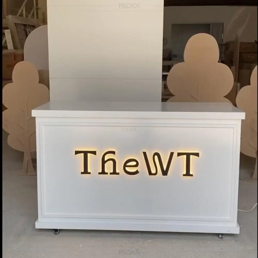 Wedding Party Decoration Dessert Bar Stand Racks White PVC Cotton Candy Trolly Cart with Wheels Mobile Flower Candy bar Cart