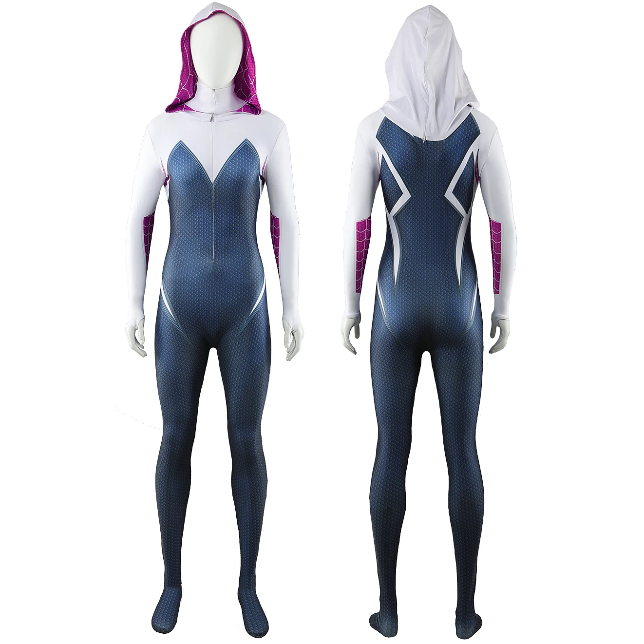 Spiderwoman Gwen Stacy Cosplay Costume Superhero Spider Girls 3D Printed Spandex Halloween Costume Zenzai Suits For Adult Kids