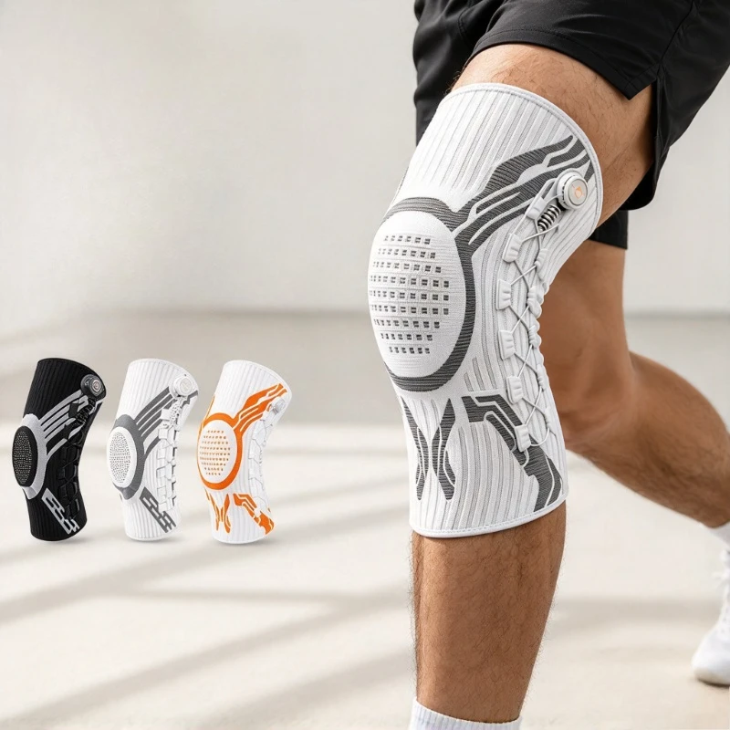 Knob‑Adjustable Knee Brace Gel Pad Spring Stabilizer Compression Support for Running Basketball Gym Joint Pain Relief Protector