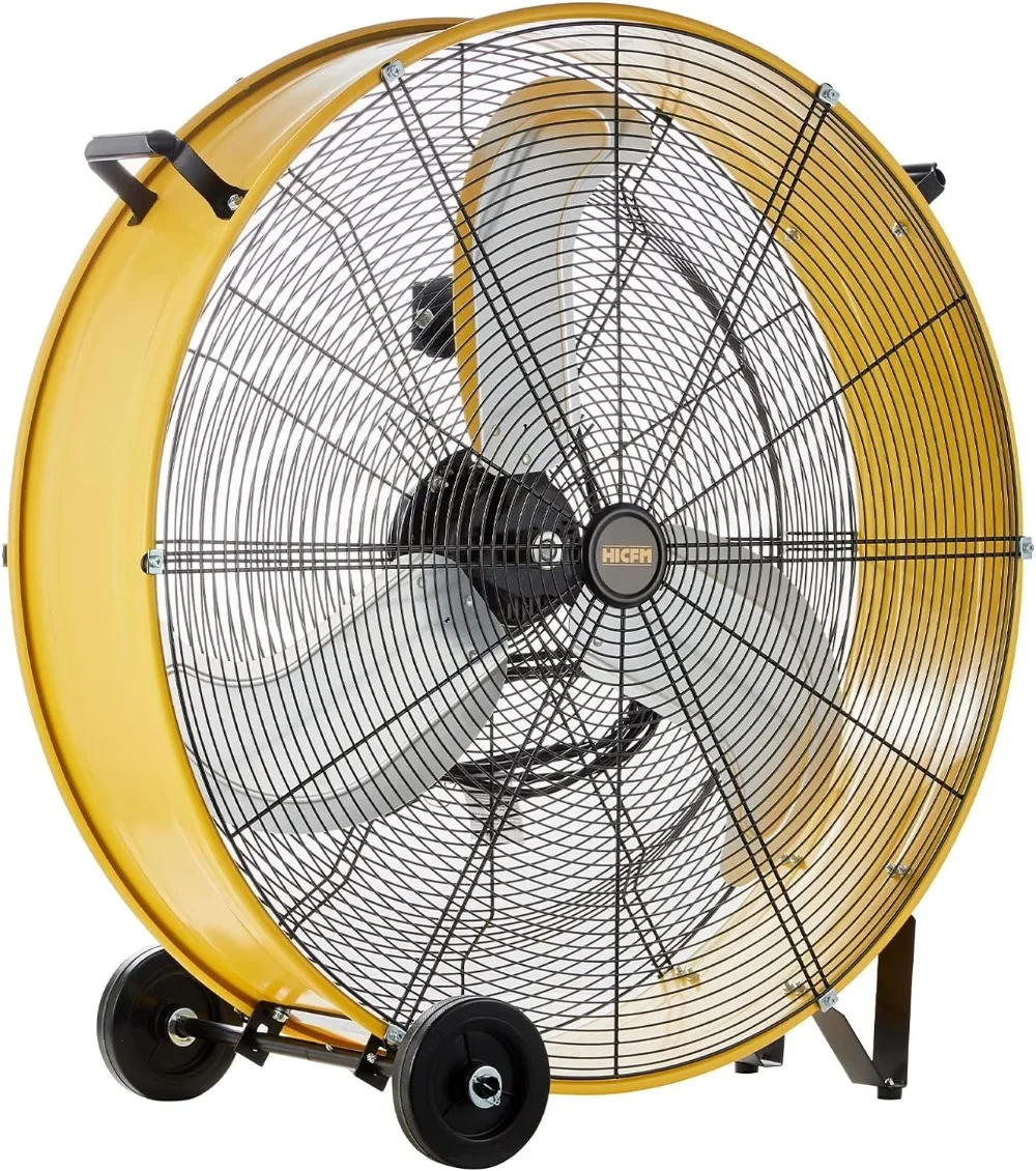 High Velocity Barrel Floor Drum Fan com Poderoso Motor 1/3HP, 9ft Cord, 5in Rodas Sólidas, 13000 CFM, 30 in, Heavy Duty