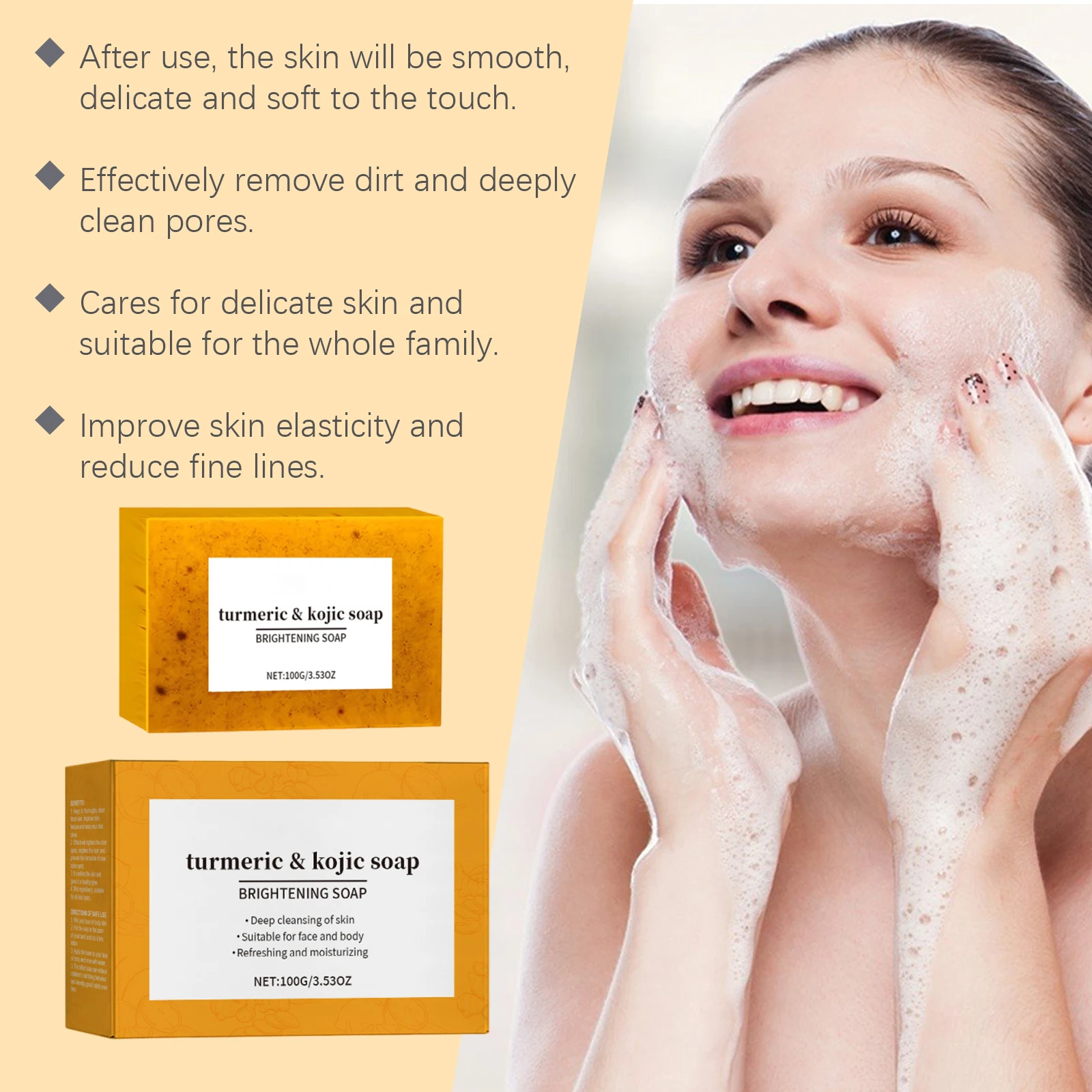 الكركم حمض الكوجيك توهج الصابون إزالة البقع الداكنة حب الشباب حتى لون البشرة السلس الجلد التطهير العميق السيطرة على النفط الوجه العناية بالبشرة