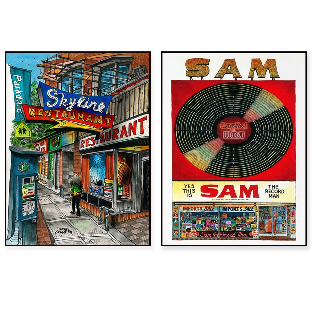 Toronto Paradise Cinema, Beach, Skyline Restaurant, St. Lawrence Market, Distillery District, Flatiron Toronto Landscape Poster