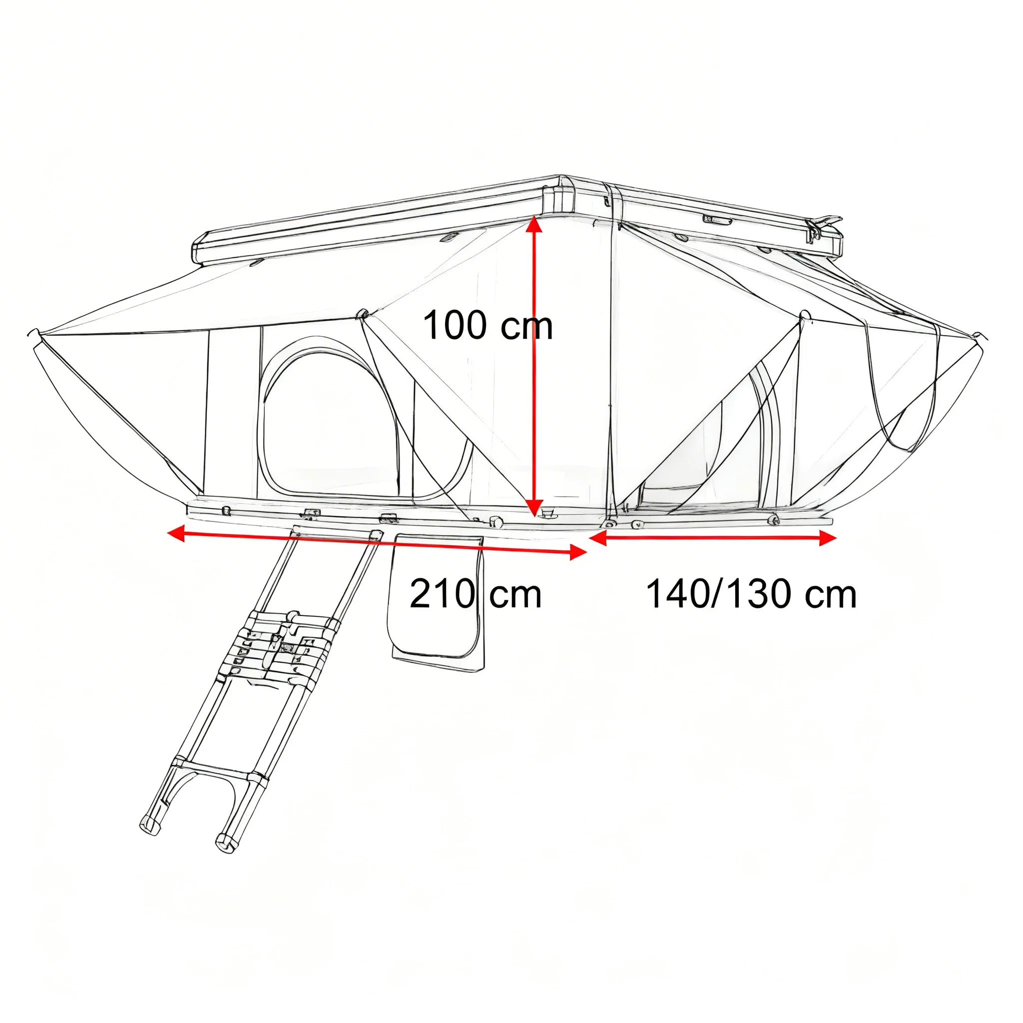Large Durable Roof Tent Hard Shell for SUV Pickup Outdoor Camping with Aluminum Pole Oxford Fabric Waterproof Rooftop Tent